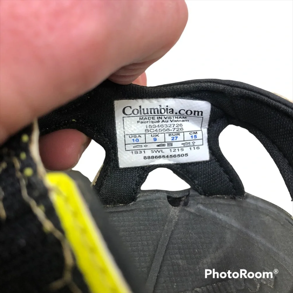 Columbia Techsun neon yellow 3 strap water sandals
